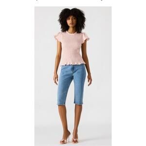 #3 ​MSRP: $64 NWT Steve Madden Rose Frost Cecile Smocked- Ruffle Shirt- Size L